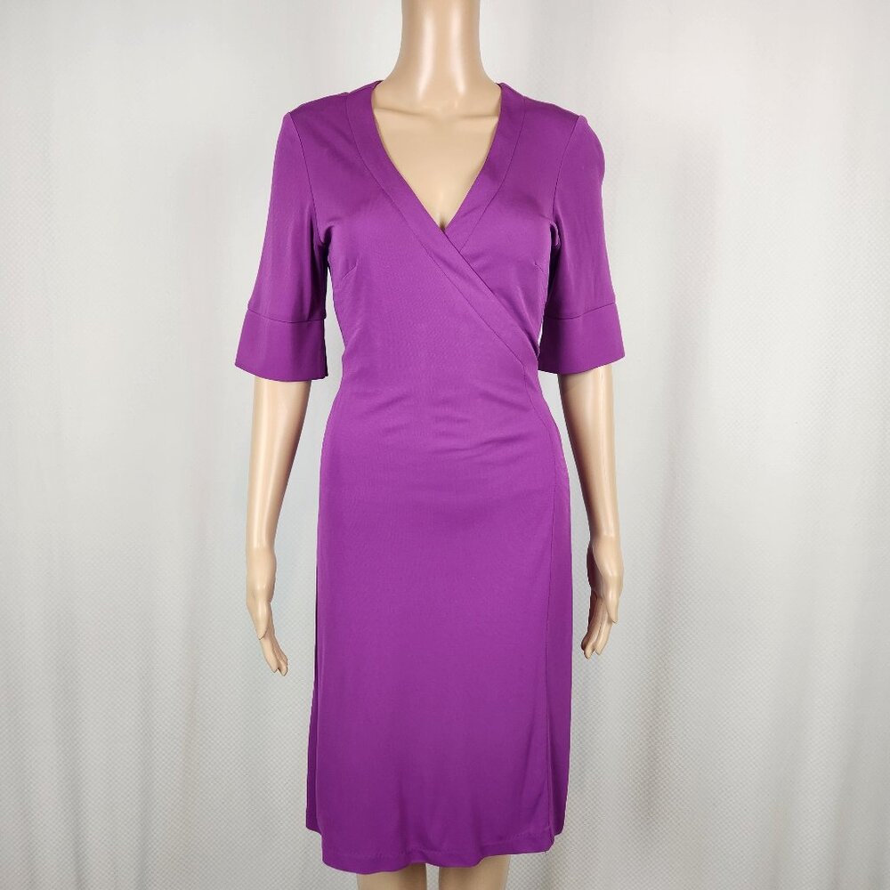 Sandra Angelozzi Mauve Wrap Midi Dress - Elegant Cocktail Evening Wear